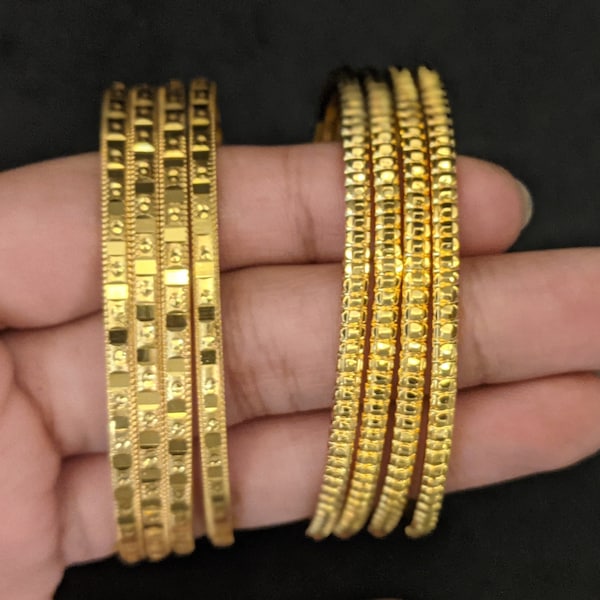 Daily use 4 set bangles/India gold bangles/one gram gold bracelet/2.6 size bangles/wedding middle gold bangles/bridal 2.8 gold India bangles