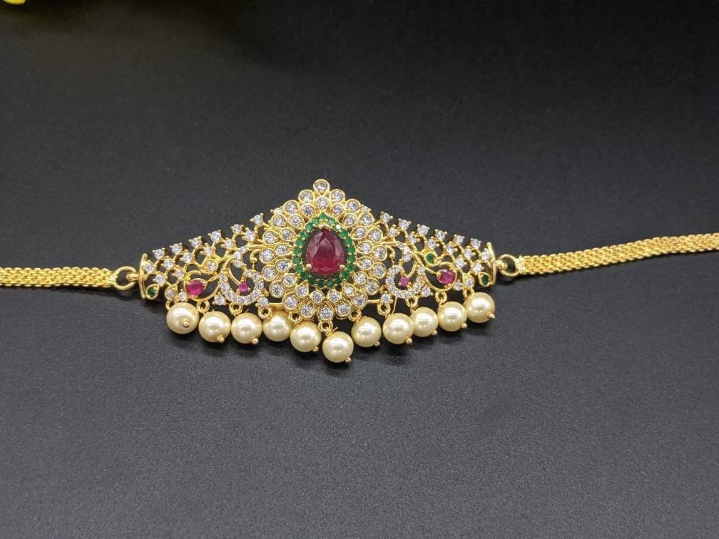 Real Kempu Bajubandh cz Vnaki antique Vanki india Wedding Jewelry party Wear Arm Bandh gold Cz Armband ananta angada kempu Choker Com Armlet Etsy Israel