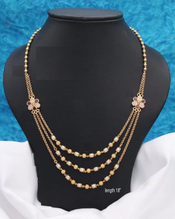 Double step gold necklace best sale