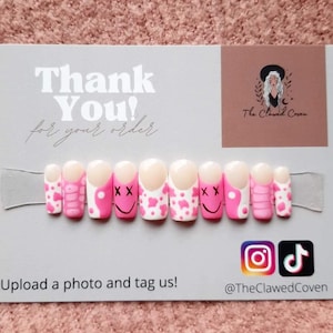 Pink glam press on nails