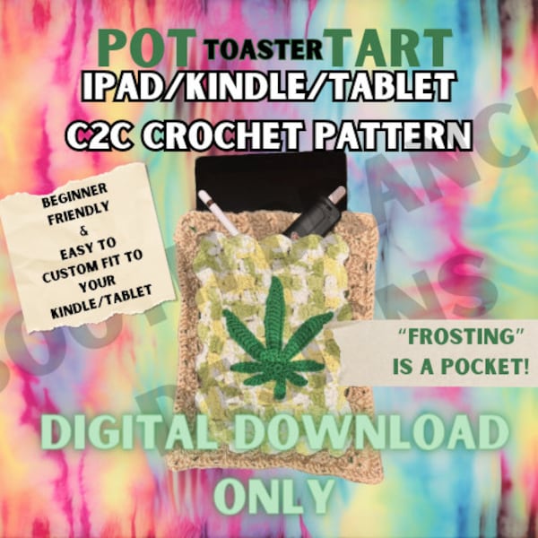 Pot Toaster Tart Kindle/iPad Cover C2C with Front Pocket **DIGITAL DOWNLOAD ONLY** Customizable Sizing Included