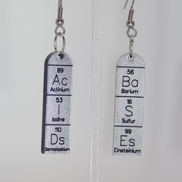 Personalised Periodic table, Chemistry earrings; gift for scientist / teacher; science jewellery; for geek, researcher; personalized message