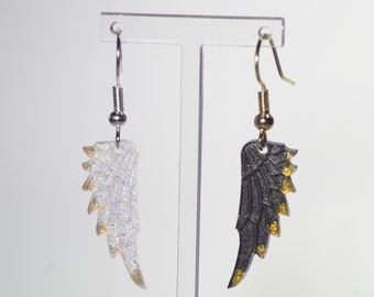 Sparkly demon / devil angel wing earrings, the perfect gift for a gothic falling angel