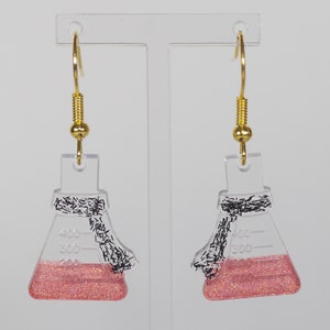 Winter / Christmas conical flask chemistry earrings, perfect gift for scientist or teacher as a thank you.