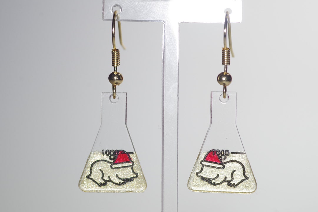 Christmas Conical Mole Flask Erlenmeyer Earrings Xmas Science Etsy