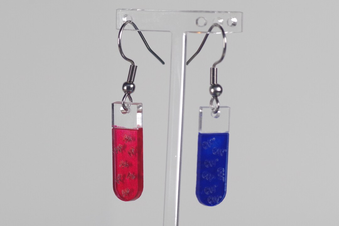 Acid, Alkali / Base Indicator Test Tube Earrings, Ideal Gift for