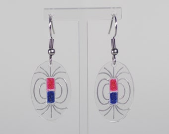 Physics magnetic field science earrings, gift for scientist or thank you for teacher.