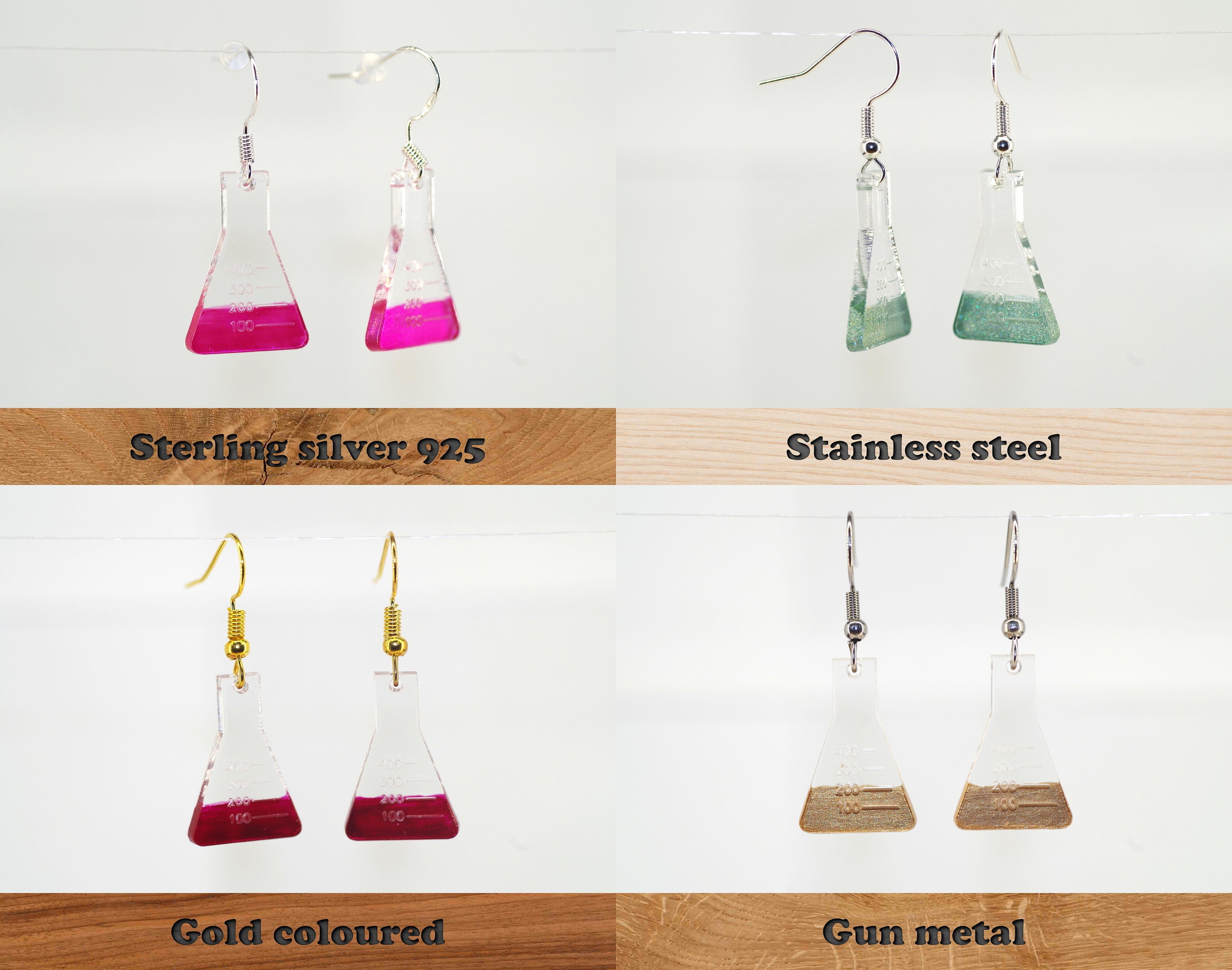 Conical Flask Earrings Gift for Scientist or Teacher Etsy Australia