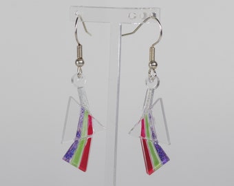 Physics refracted light prism sparkly science earrings, ideal thank you gift for teacher or scientist