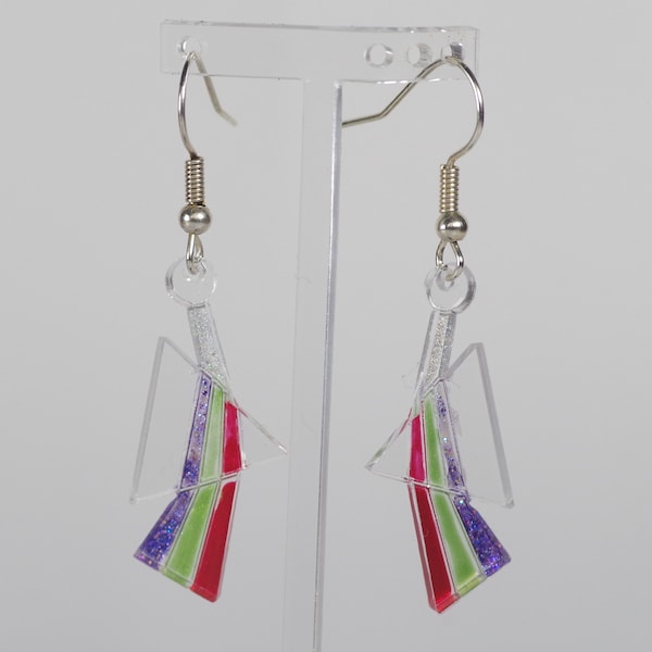 Physics refracted light prism sparkly science earrings, ideal thank you gift for teacher or scientist