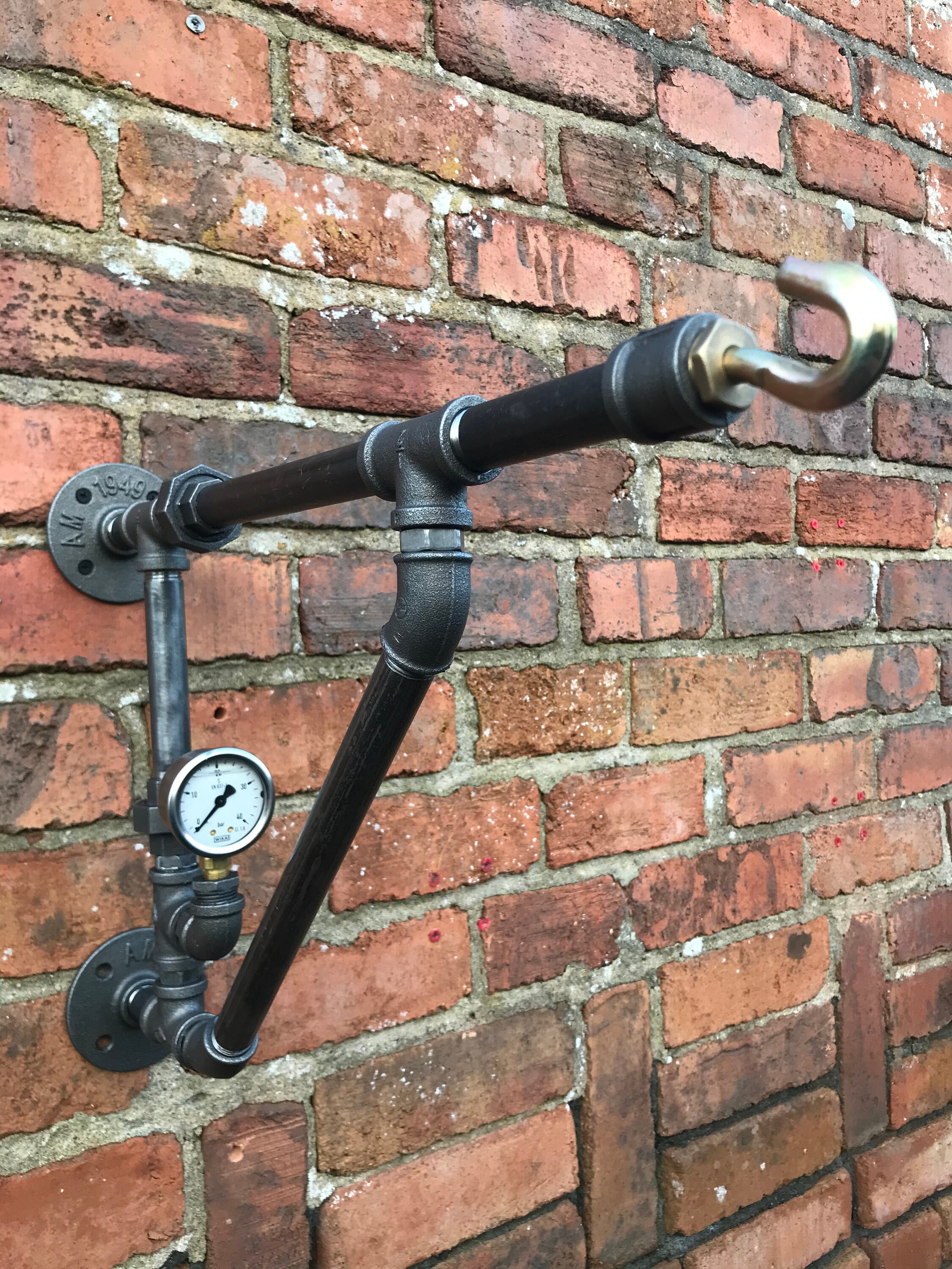 Pipe Hanging Basket Brackets, Handmade Metal Hanging Basket Brackets, Steampunk Hanging Basket