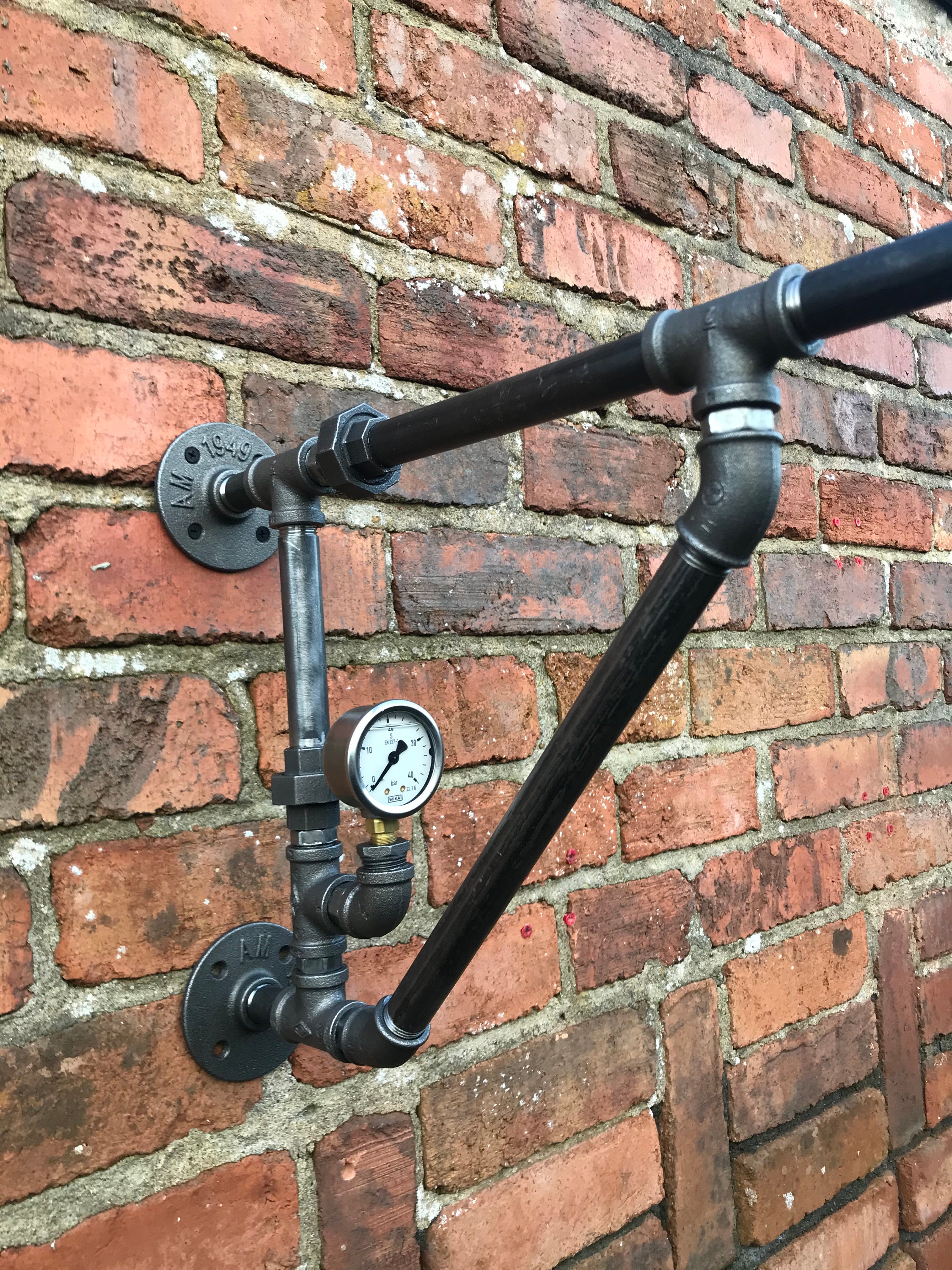 Pipe Hanging Basket Brackets, Handmade Metal Hanging Basket Brackets, Steampunk Hanging Basket