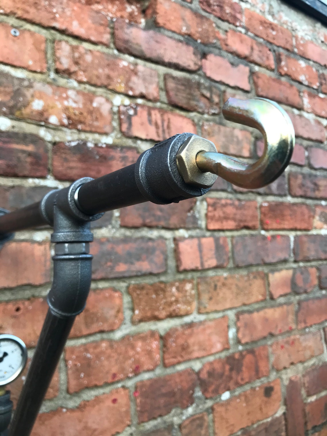 Pipe Hanging Basket Brackets, Handmade Metal Hanging Basket Brackets, Steampunk Hanging Basket