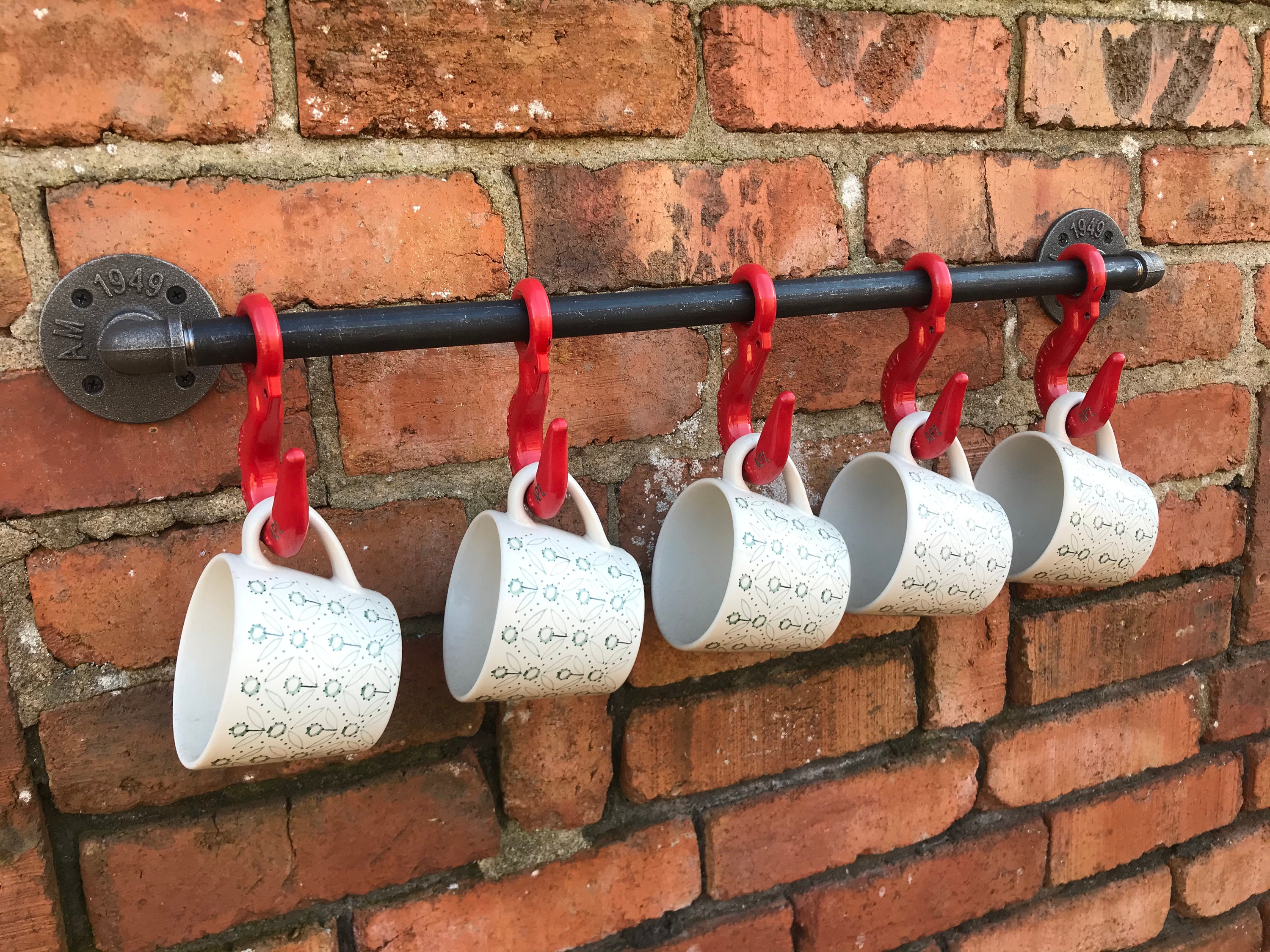 Wall Mounted Coffee Mug Rack Metal Tea Cup Holder Red Hook Etsy Israel