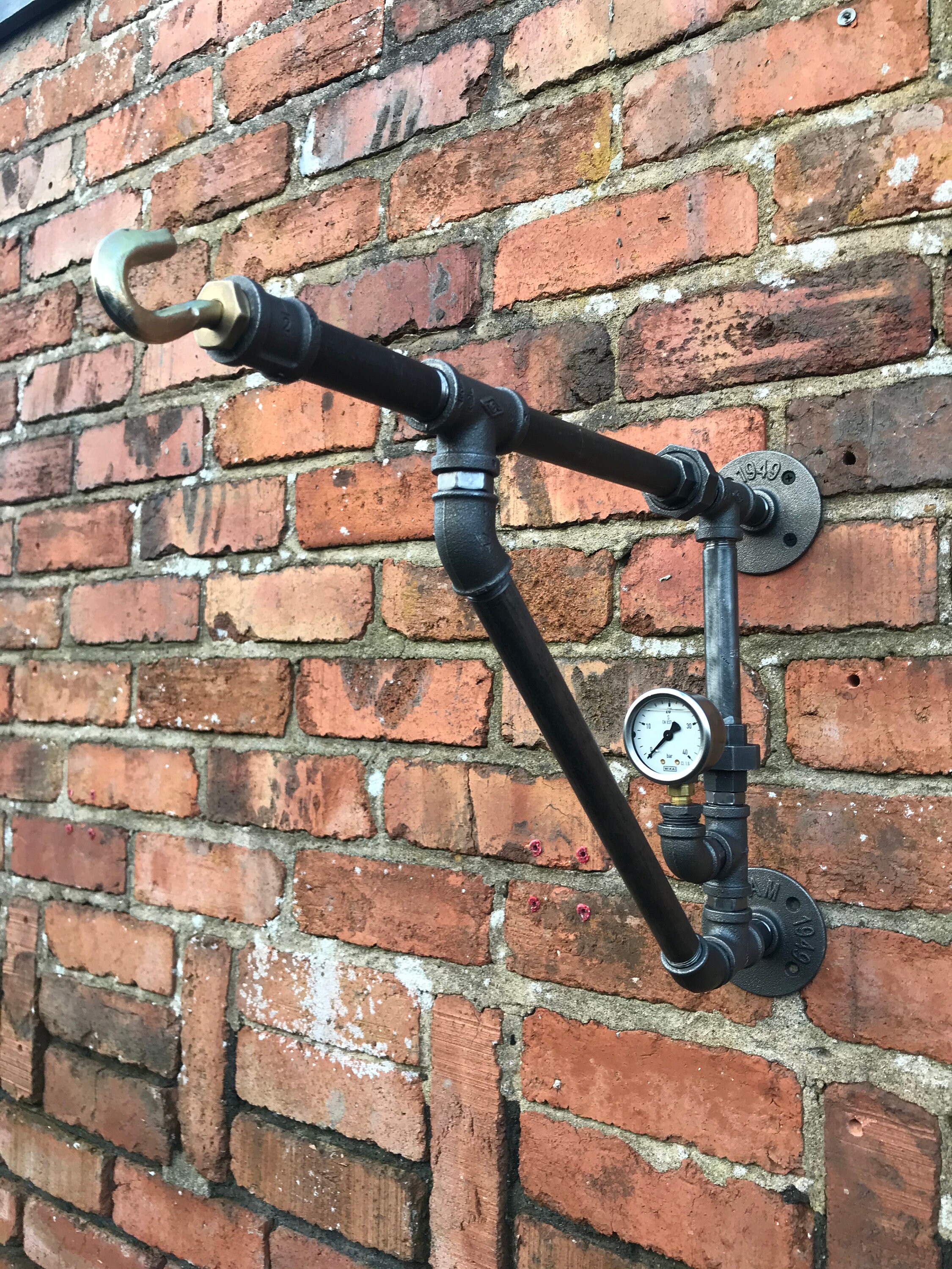 Pipe Hanging Basket Brackets, Handmade Metal Hanging Basket Brackets, Steampunk Hanging Basket