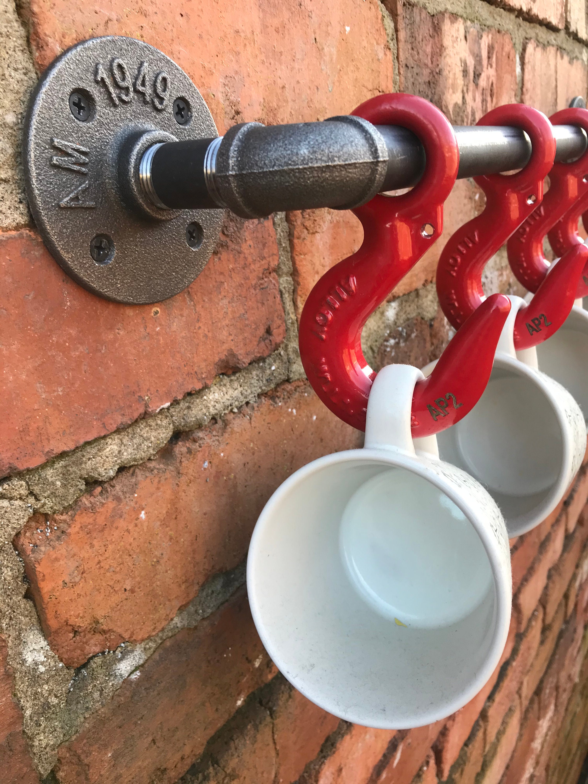 Wall Mounted Coffee Mug Rack Metal Tea Cup Holder Red Hook Etsy Israel