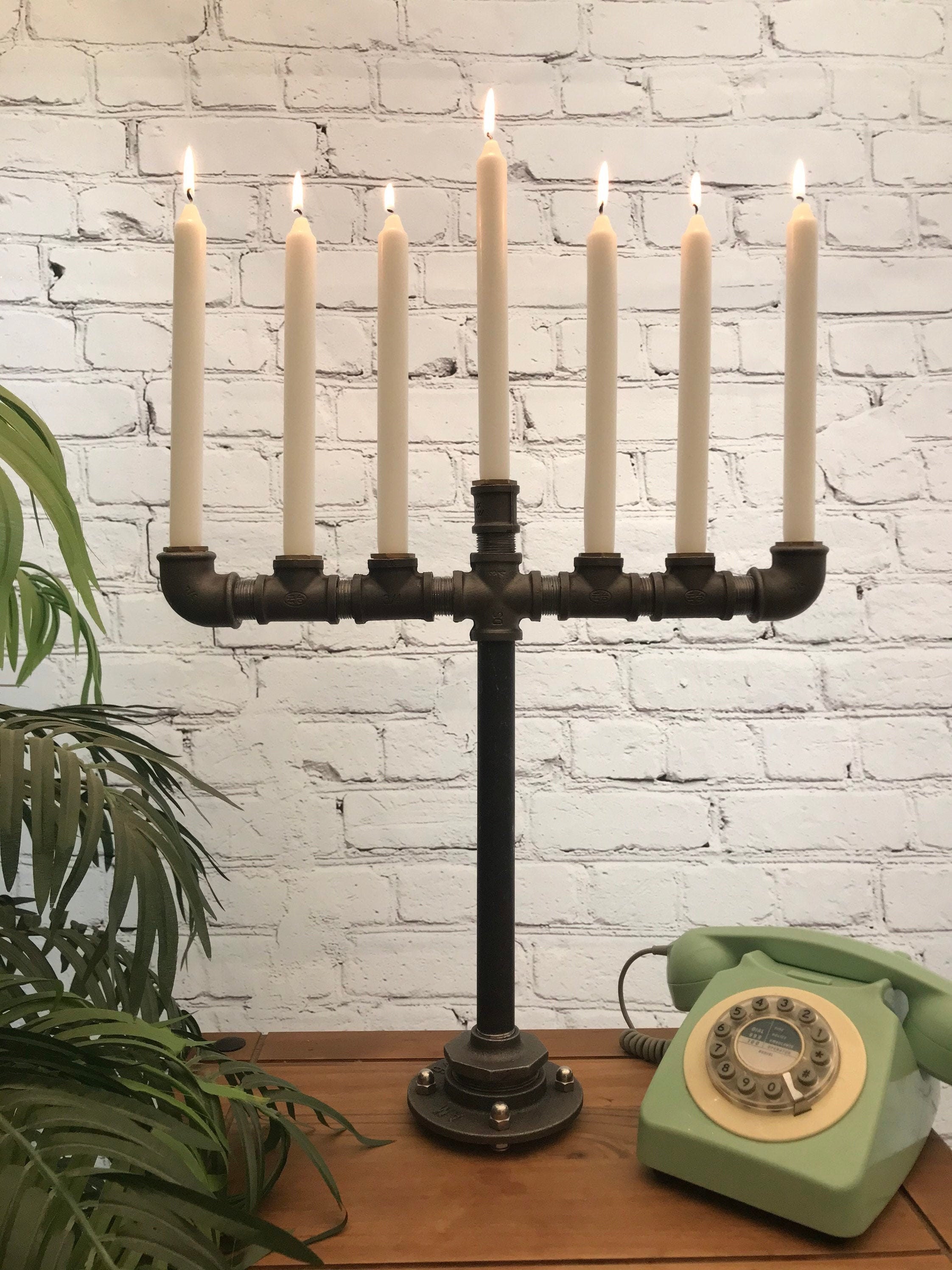 7 Branch Metal Candle Holder Urban Candle Holder Table Centre Etsy