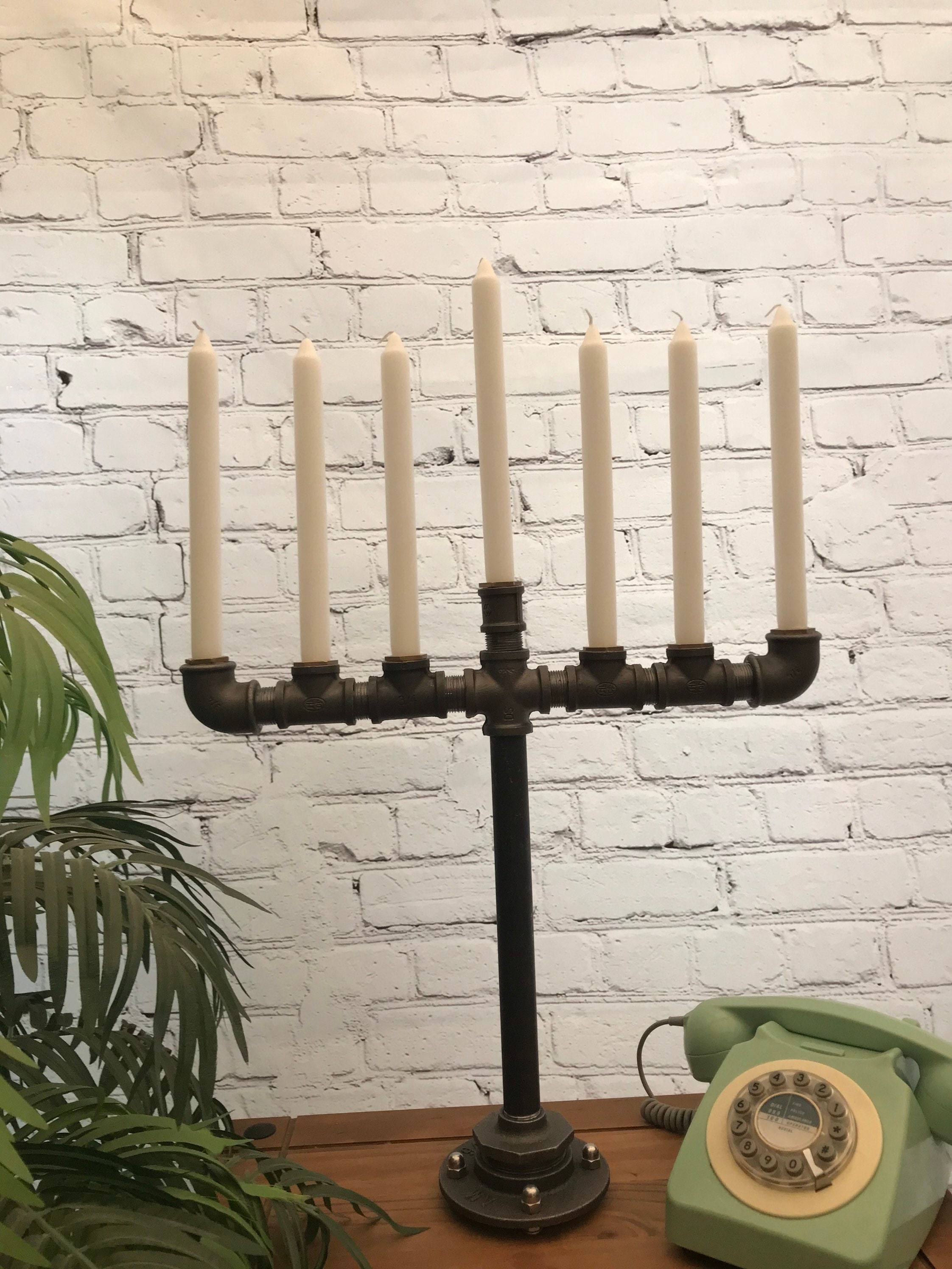 7 Branch Metal Candle Holder Urban Candle Holder Table Centre Etsy