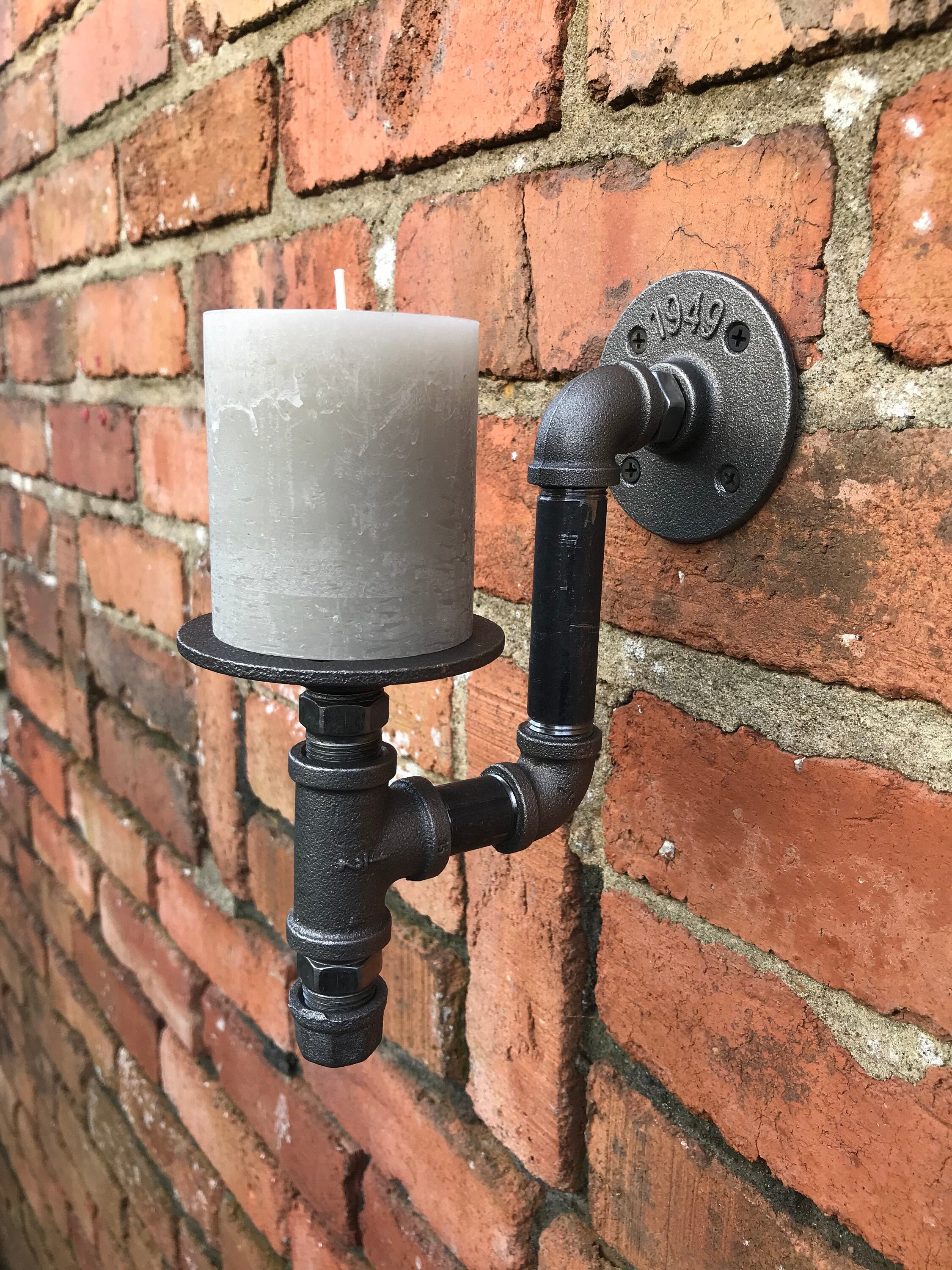 Wall Mounted Candle Holder Rustic Metal Candle Holder Large Etsy