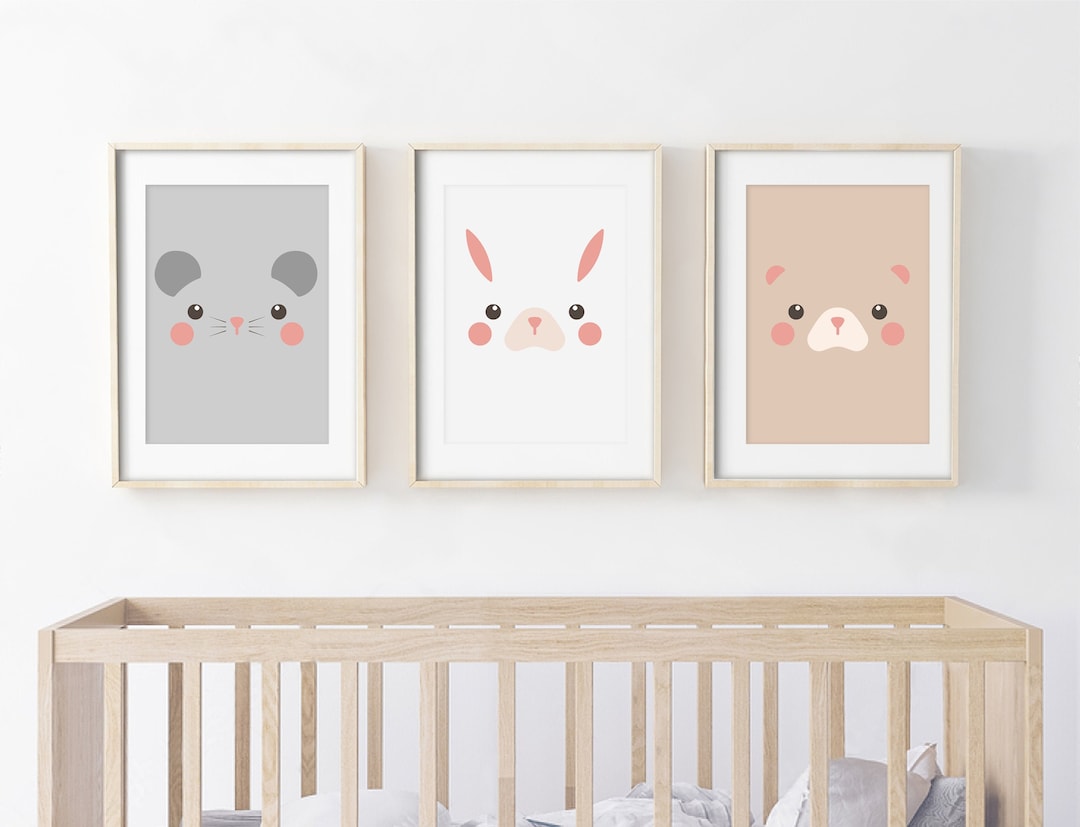 Printable Animal Wall Art New Baby Nursery Decor Cute Animal Etsy