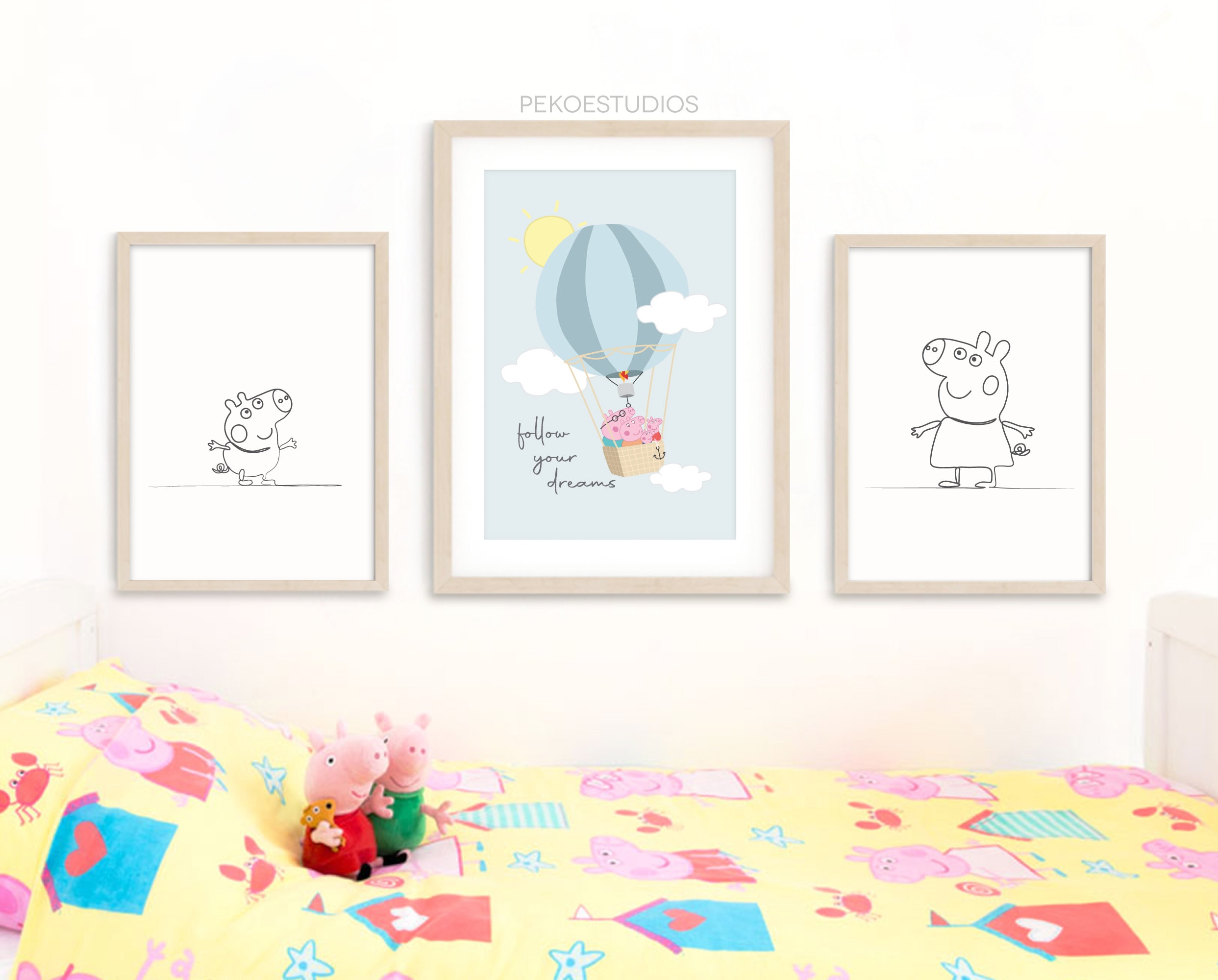 Peppa Pig Hot Air Balloon Wall Art Minimal Nursery Decor Follow Your peppa-pig-hot-air-balloon-wall-art-minimal-nursery-decor-follow-your