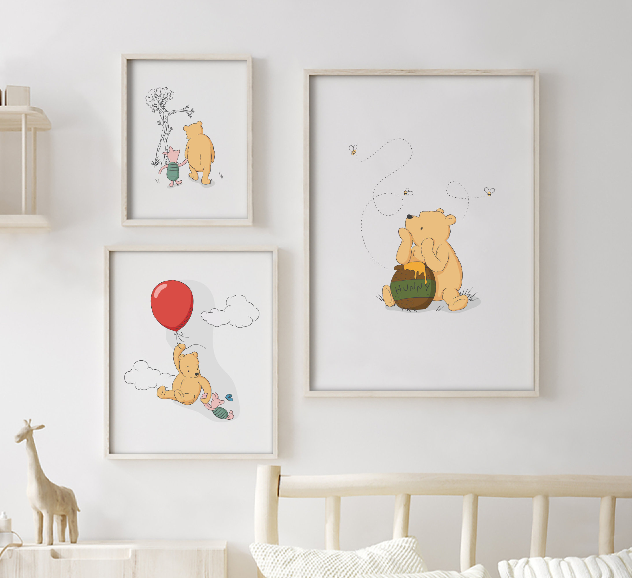 Winnie the Pooh Nursery Decor Set of 3 Minimal Wall Art Etsy