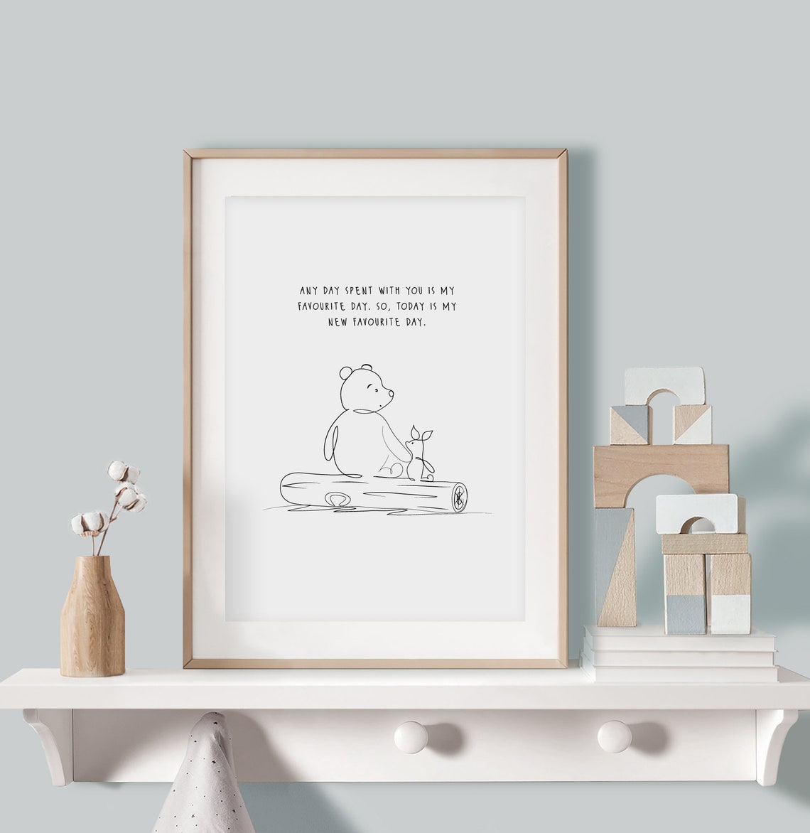 Minimal Winnie the Pooh and Piglet Wall Art Continuous Line Etsy