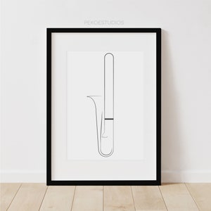 Minimal Trombone Wall Art, Instant Download, Printable Music Instrument, Modern Decor, Digital Print