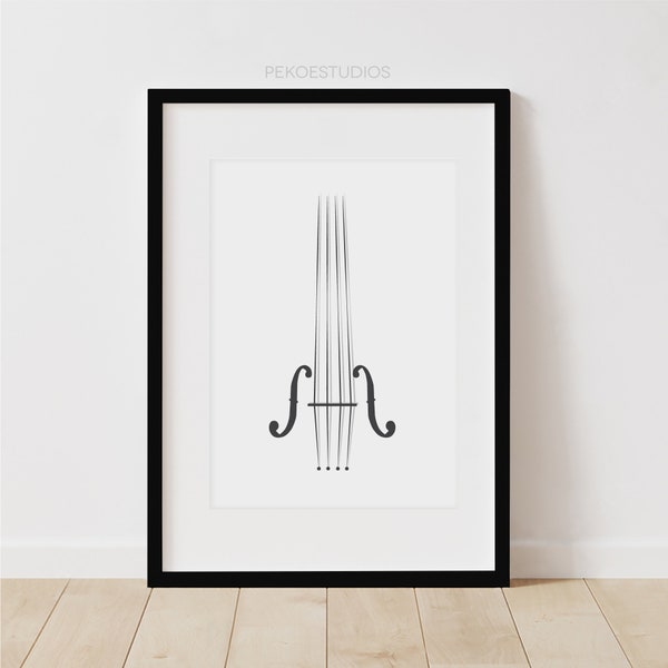 Minimal Violin/Cello/Viola/Double Bass Wall Art, Digital Print, Instant Download, Printable Modern Decor, Music Instrument, Modern Art