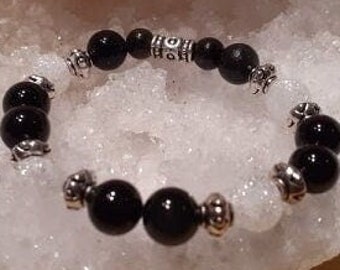 Bracelet natural stones golden obsidian, obsidian celestial eye, cracked crystal