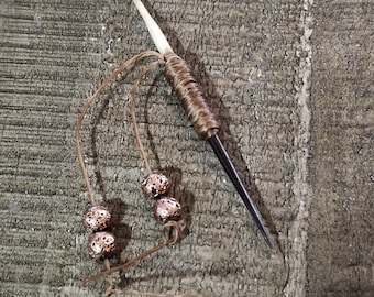 Genuine Porcupine Quill Cowboy Toothpick with Copper Stone beads 4 inch
