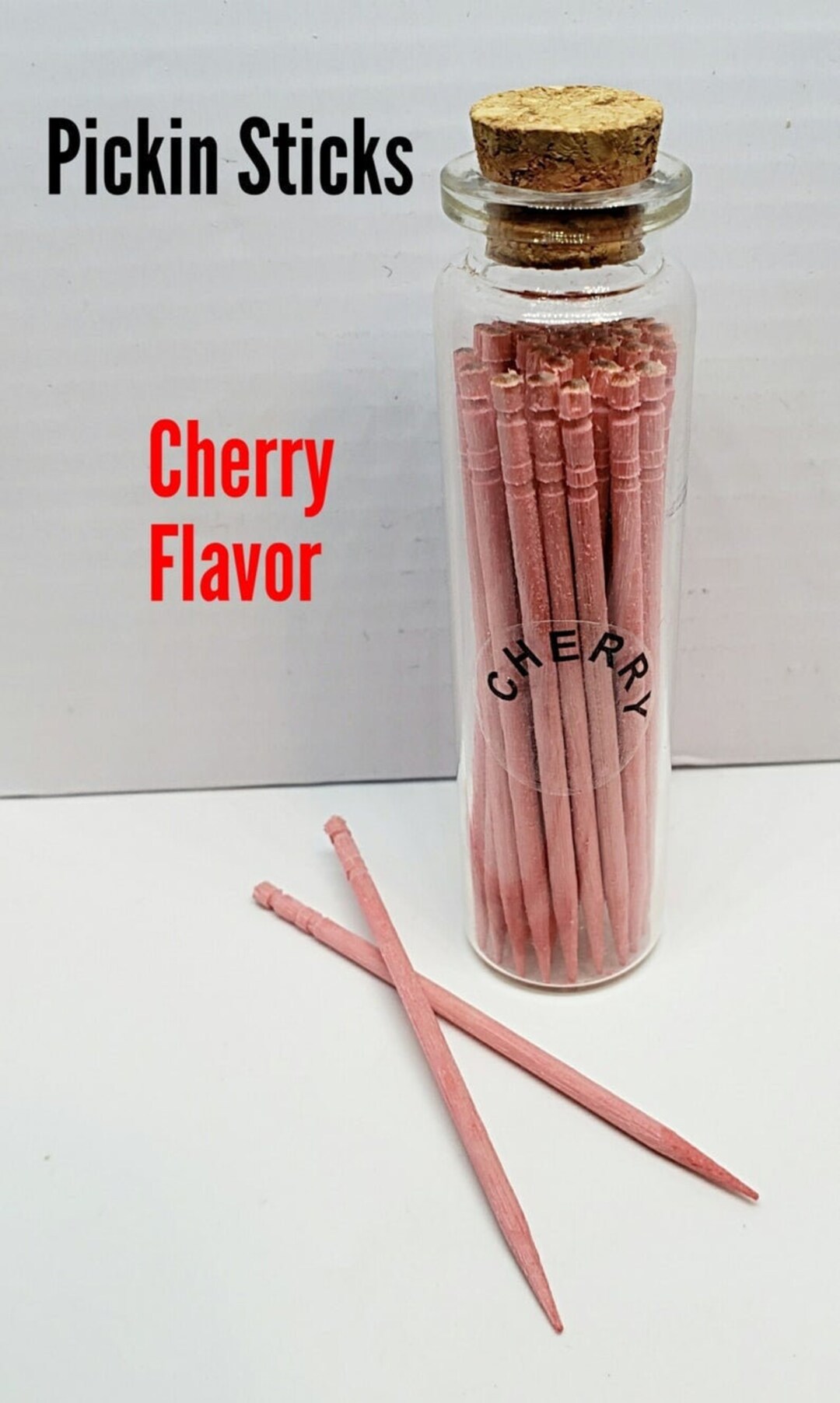Cherry Flavored Toothpicks. Pickin Sticks. 50 Premium Toothpicks in a
