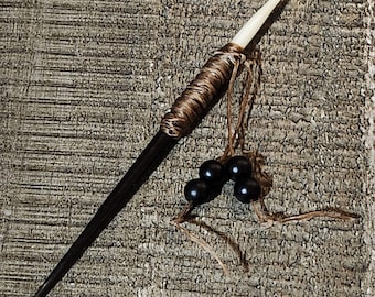 Genuine Porcupine Quill Cowboy Toothpick with Black Stone Beads. Large 7 inch