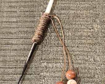 Genuine Porcupine Quill Cowboy Toothpick with Red Jasper beads 4 inch