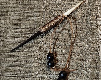 Genuine Porcupine Quill Cowboy Toothpick with Black Stone beads 4 inch