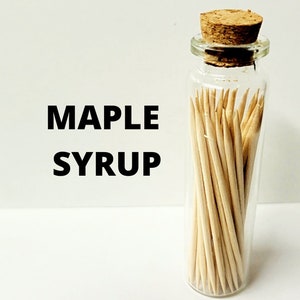 Maple Syrup Flavored Toothpicks. Pickin Sticks. 50 Premium Toothpicks in a Glass Pocket Bottle. Mens Gifts