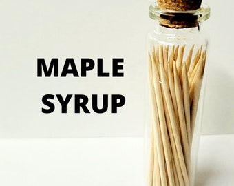 Maple Syrup Flavored Toothpicks. Pickin Sticks. 50 Premium Toothpicks in a Glass Pocket Bottle. Mens Gifts