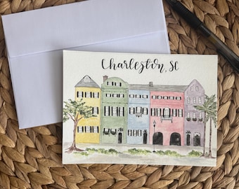 Carte rangée arc-en-ciel | Charleston, carte SC | Ensembles disponibles | Enveloppe incluse
