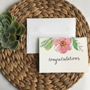 Tropische Blume & Blätter Karte | Sets verfügbar | Handgemachte Karte | Kalligraphie Karte | Aquarell Karte | Umschlag inklusive