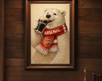 Arsenal Polar Bear Print, Guinness, Football Fan Gift (Digital Download)