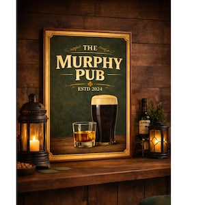Insegna personalizzata per pub irlandese / Decorazione murale personalizzata per bar di casa (download digitale)