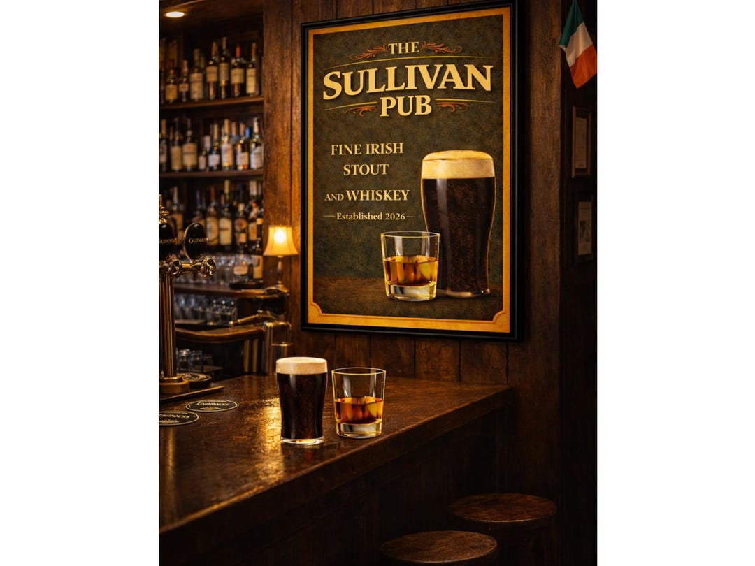 Personalised Sullivan Pub Sign | Custom Irish Home Bar Wall Art ...