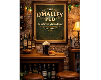 Personalized Irish Pub Sign – Custom Vintage Bar Art (Digital Download)