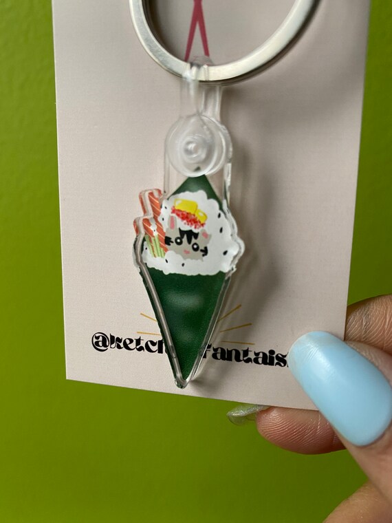 Cat In Hand Roll Sushi Keychain Porte Cle Chat Dans Sushi Etsy Canada