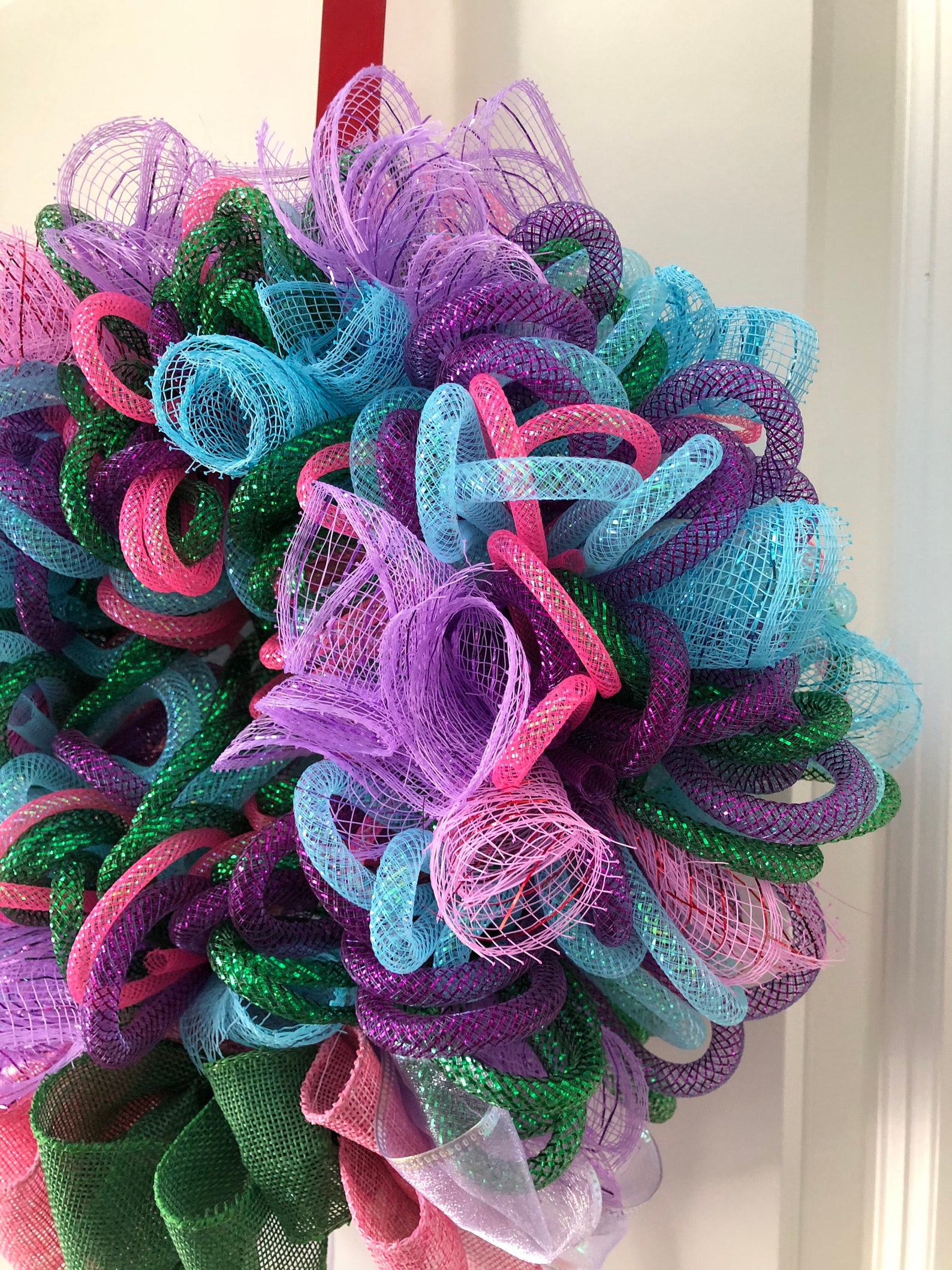 12 Inch Deco Mesh Pastel Loopy Wreath for Front Door Use in Etsy