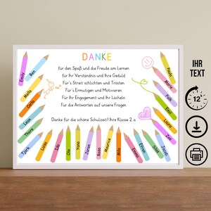 Regalo di addio per insegnante, penne con nome, download digitale, poster, biglietto, DIN A12345, regalo di ringraziamento per il team degli insegnanti della scuola materna