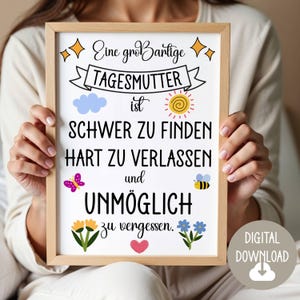 Cadeau pour assistante maternelle, dédicace de remerciement, téléchargement numérique, carte affiche DINA12345 cadeau d'adieu enseignante de crèche assistante maternelle