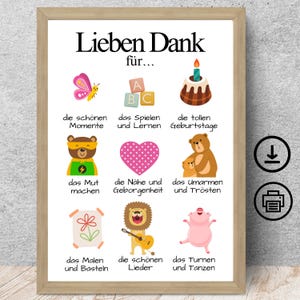 Danke Abschiedsgeschenk Kindergarten Erzieherin, Tagesmutter, Lehrerin, Watercolor mit Widmung Poster Karte Digitaler Download, DIN A12345