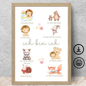 Afirmaciones - Cartel para Niños, Descarga Digital, Imagen Habitación Infantil, Regalo Niño Niña Jardín de Infantes, Amor Propio para Niños