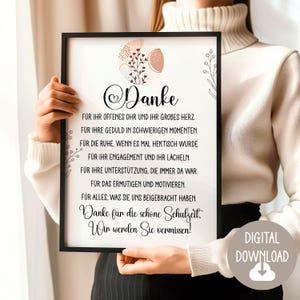 Regalo de despedida para maestro, educador, poema de agradecimiento, descarga digital, tarjeta de póster DINA12345 regalo escuela primaria clase escolar
